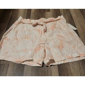 Land N Sea Palm Story pale pink Linen Shorts Size XL